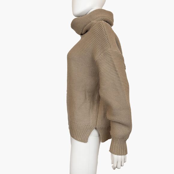 IN LOOM Oversized Chunky Knit Turtleneck Sweater (Taupe/Tan | Size S) - Picture 3 of 7